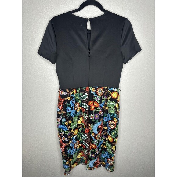 New York & Company Dress Womens 4 Black Floral Embroidered Sheath Short Sleeve - Picture 8 of 8